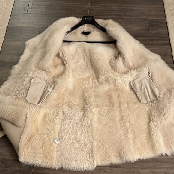 BCBGMaxAzria Cream Shearling Jacket with Fur Trim - Picture 11 of 11
